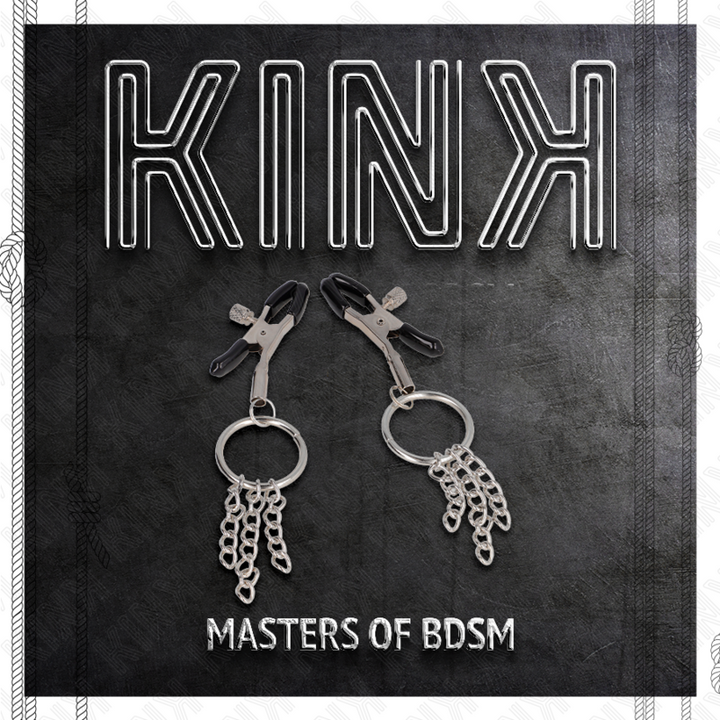 KINK - ABRAZADERA DE PEZONES CON ANILLO TÓRICO Y CADENA PEQUEÑA PLATEADA 6 CM