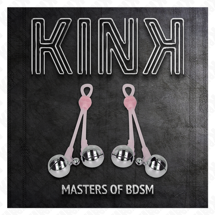 KINK - PINZAS PARA PEZONES CON CALAVERA LUMINOSA Y CAMPANILLAS AJUSTABLES ROSA/PLATA