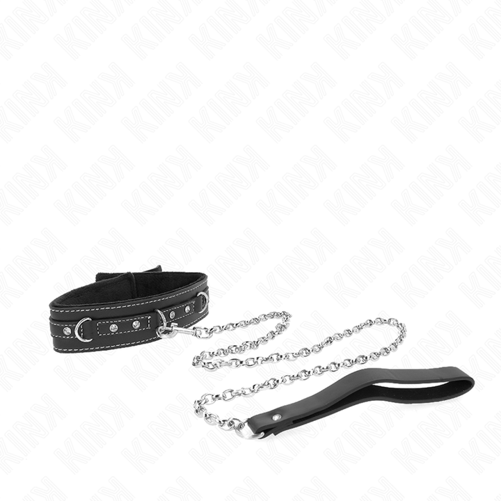 KINK - COLLAR DE CUERO PVC CON CINTURÓN 105 CM REMACHE DE DIAMANTES 41,5 X 4 CM