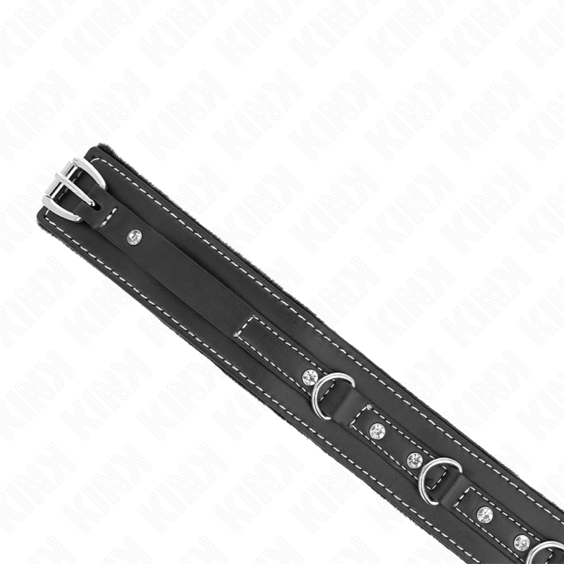 KINK - COLLAR DE CUERO PVC CON CINTURÓN 105 CM REMACHE DE DIAMANTES 41,5 X 4 CM