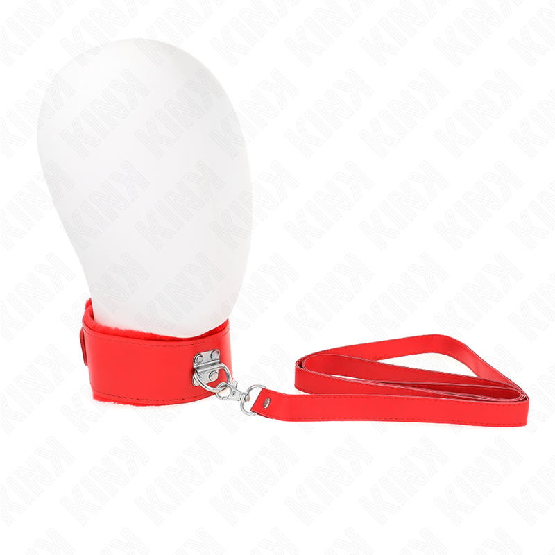 KINK - COLLAR CON CORREA 116 CM CON TACHUELAS DE PLATA MODELO 4 ROJO AJUSTABLE 40-48 CM X 6 CM