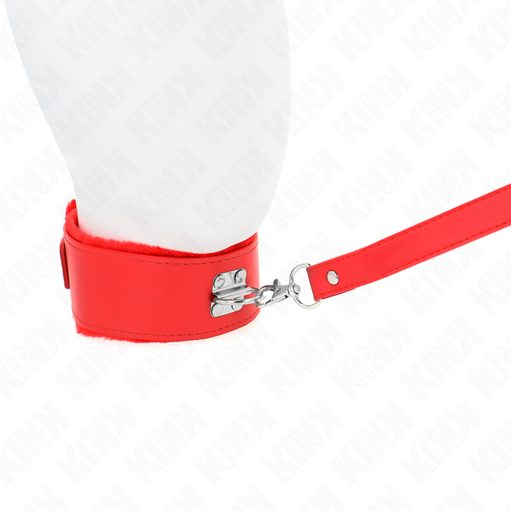 KINK - COLLAR CON CORREA 116 CM CON TACHUELAS DE PLATA MODELO 4 ROJO AJUSTABLE 40-48 CM X 6 CM