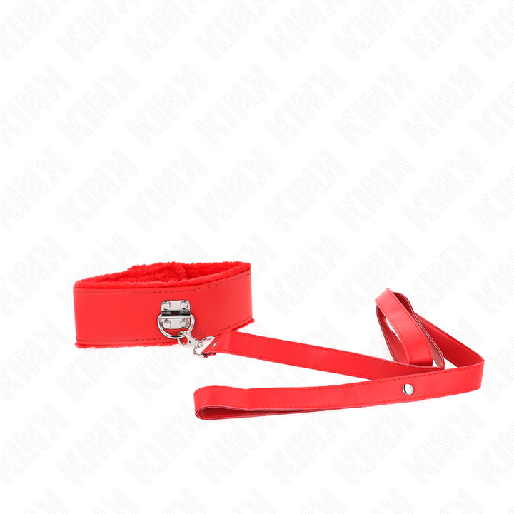 KINK - COLLAR CON CORREA 116 CM CON TACHUELAS DE PLATA MODELO 4 ROJO AJUSTABLE 40-48 CM X 6 CM
