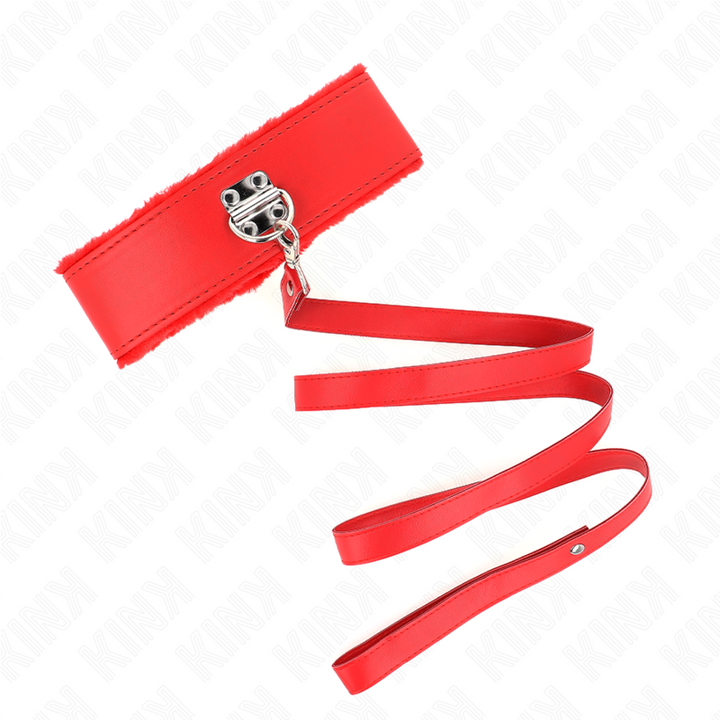 KINK - COLLAR CON CORREA 116 CM CON TACHUELAS DE PLATA MODELO 4 ROJO AJUSTABLE 40-48 CM X 6 CM