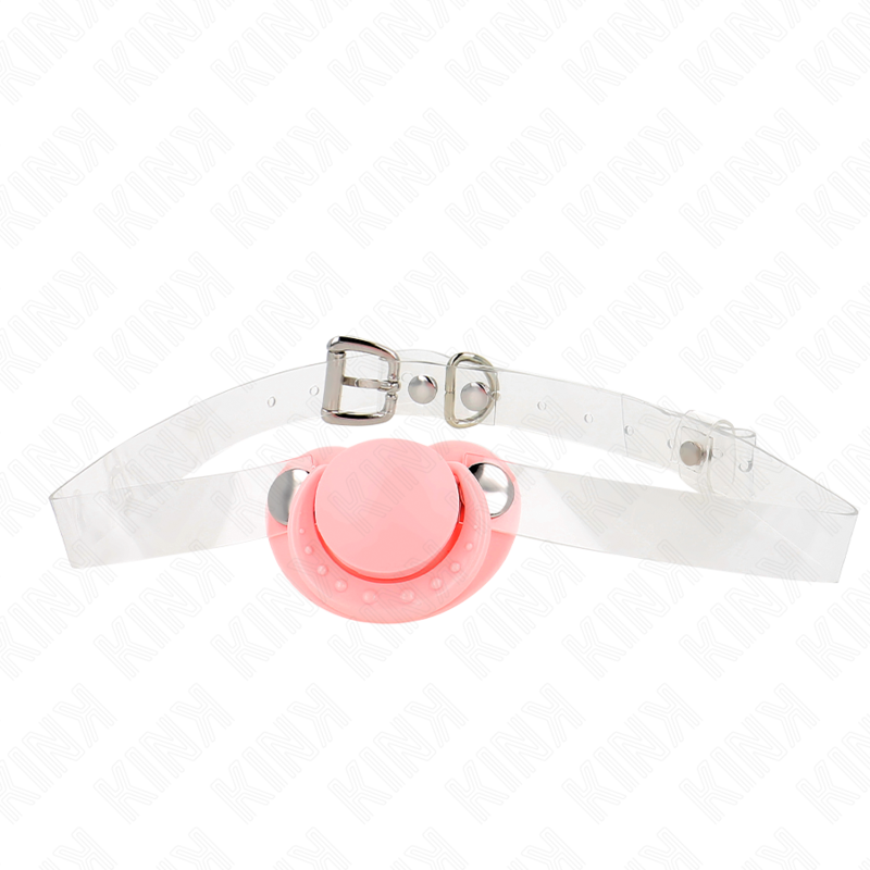 KINK - MORDAZA CON FORMA DE CHUPETE ROSA 5,5 x 4 CM AJUSTABLE 43-60 CM