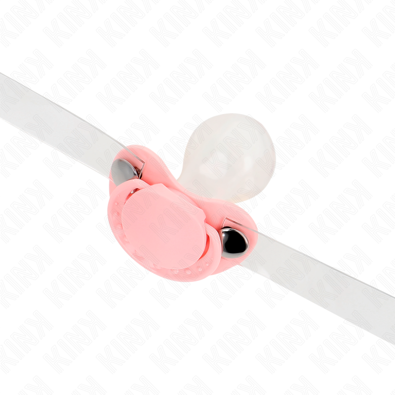 KINK - MORDAZA CON FORMA DE CHUPETE ROSA 5,5 x 4 CM AJUSTABLE 43-60 CM