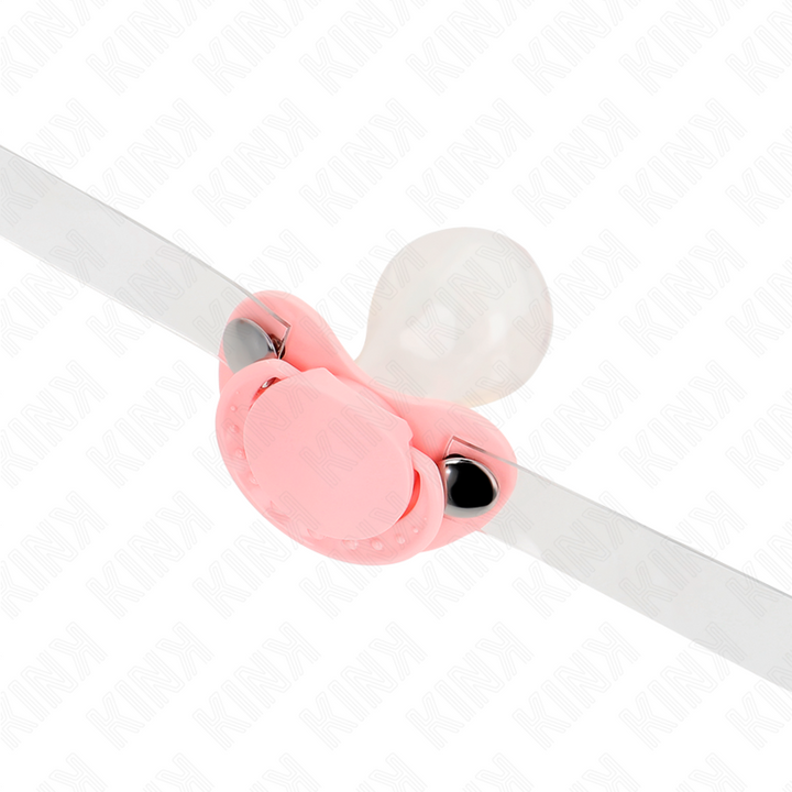 KINK - MORDAZA CON FORMA DE CHUPETE ROSA 5,5 x 4 CM AJUSTABLE 43-60 CM