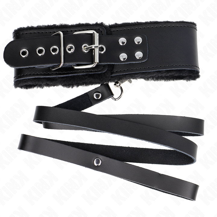 KINK - COLLAR CON CINTURÓN 116 CM CON CORREA DE CUERO NEGRA AJUSTABLE 40-48 CM X 6 CM
