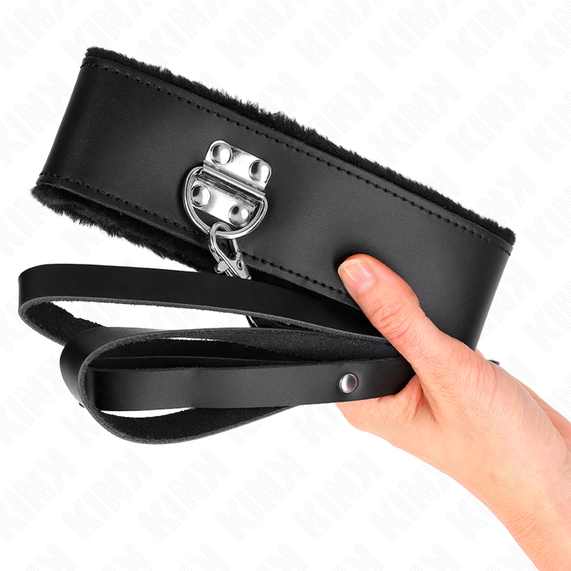 KINK - COLLAR CON CINTURÓN 116 CM CON CORREA DE CUERO NEGRA AJUSTABLE 40-48 CM X 6 CM