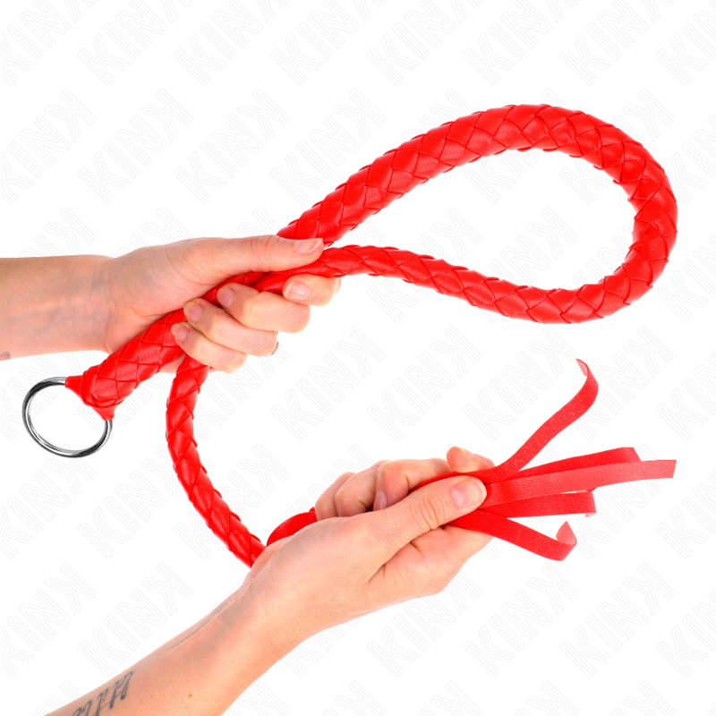 KINK - LÁTIGO DE SERPIENTE CON ANILLA DE MANO ROJA 65 CM