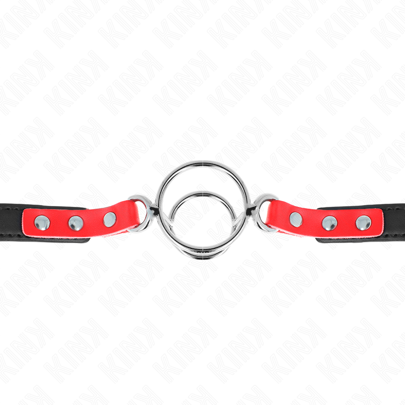 KINK - MORDAZA CON MÚLTIPLES ANILLAS TÓRICAS 4 / 4.8 CM ROJA 38 X 56 CM