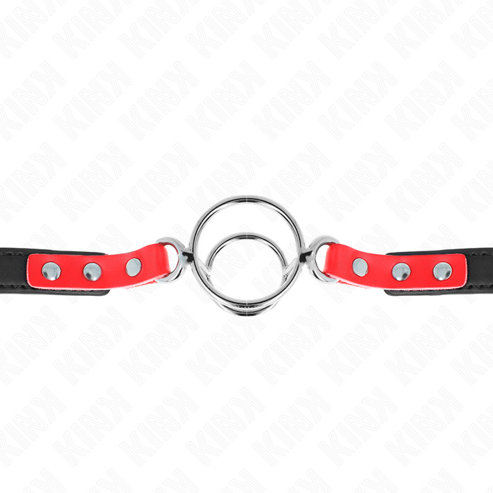 KINK - MORDAZA CON MÚLTIPLES ANILLAS TÓRICAS 4 / 4.8 CM ROJA 38 X 56 CM