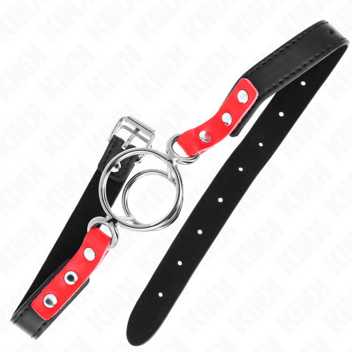 KINK - MORDAZA CON MÚLTIPLES ANILLAS TÓRICAS 4 / 4.8 CM ROJA 38 X 56 CM