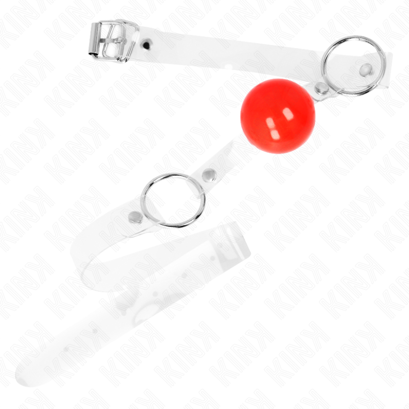 KINK - MORDAZA DE PVC ROJA TRANSPARENTE DE 4 CM AJUSTABLE