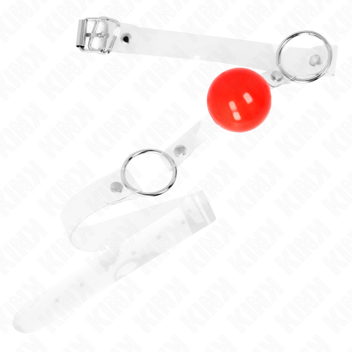 KINK - MORDAZA DE PVC ROJA TRANSPARENTE DE 4 CM AJUSTABLE