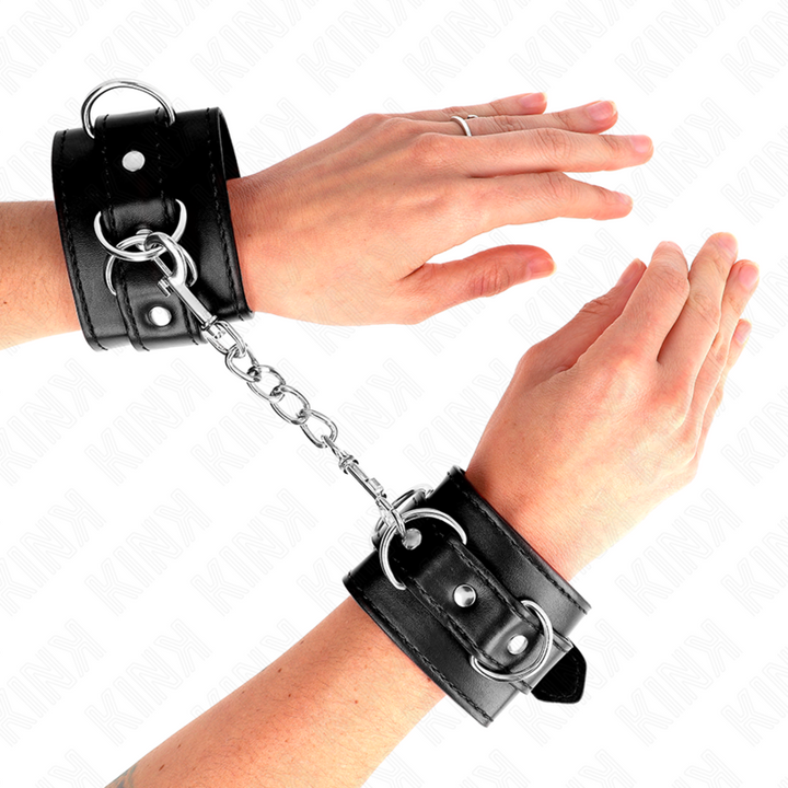 KINK - 3 ANILLOS DE MUÑECA AJUSTABLES CON ANILLA EN D NEGRO 17,5-25 CM X 6 CM