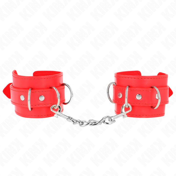 KINK - 3 MUÑEQUERAS CON ANILLO EN D AJUSTABLES ROJAS 17.5-25 CM X 6 CM