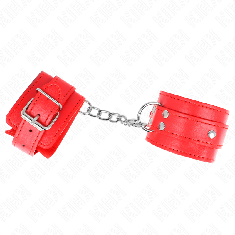 KINK - 3 MUÑEQUERAS CON ANILLO EN D AJUSTABLES ROJAS 17.5-25 CM X 6 CM
