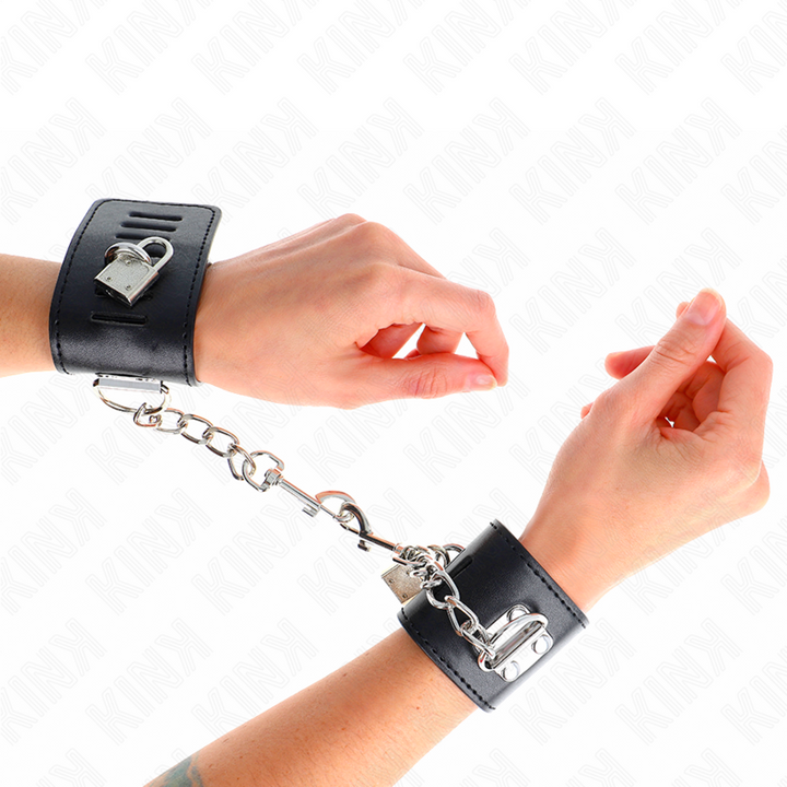 KINK - SUJECIONES DE MUÑECA CON CANDADO NEGRO AJUSTABLE 16-23 CM X 5.5 CM