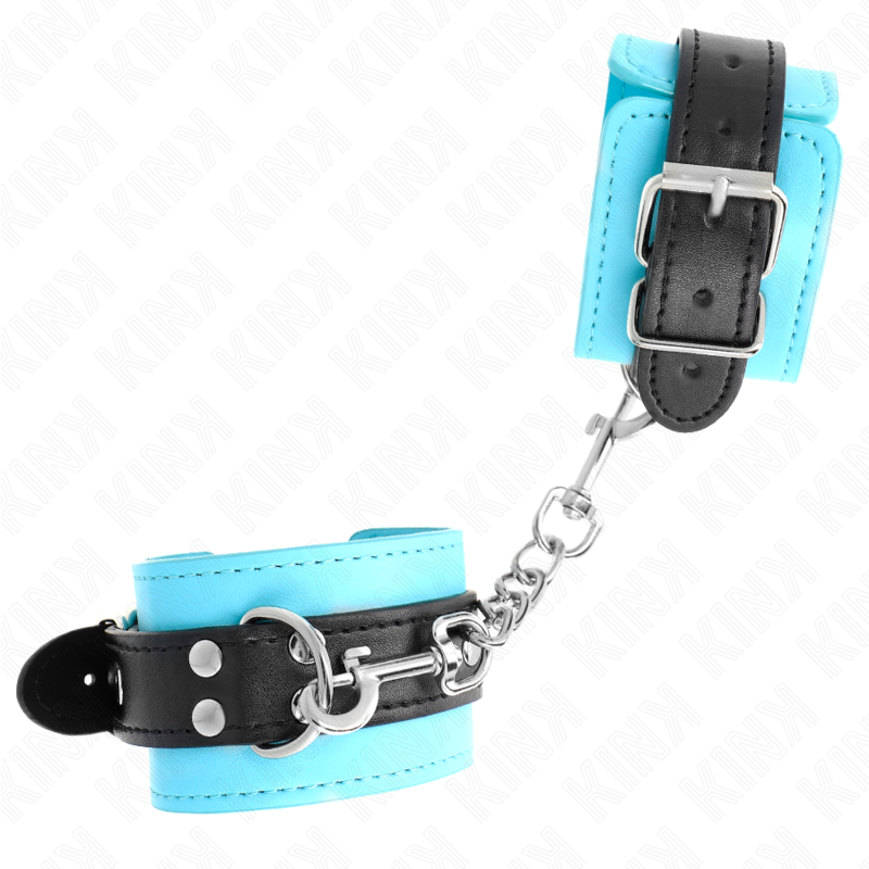 KINK - GANCHO PARA MUÑECAS CON FORRO DE PIEL AZUL AJUSTABLE 20-28 CM X 5,5 CM