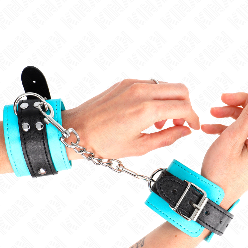KINK - GANCHO PARA MUÑECAS CON FORRO DE PIEL AZUL AJUSTABLE 20-28 CM X 5,5 CM