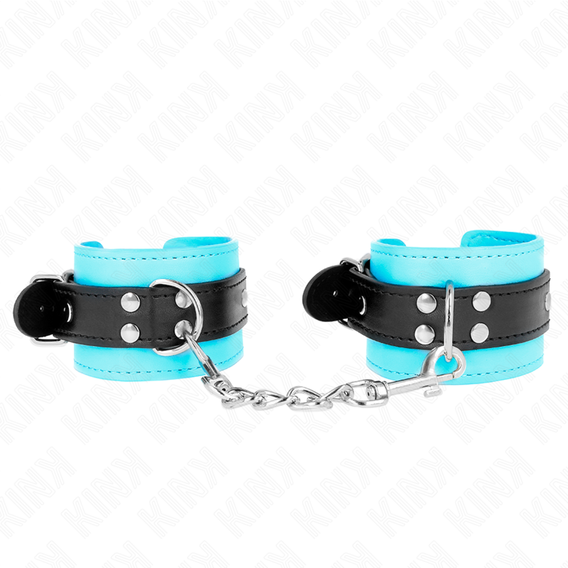 KINK - GANCHO PARA MUÑECAS CON FORRO DE PIEL AZUL AJUSTABLE 20-28 CM X 5,5 CM