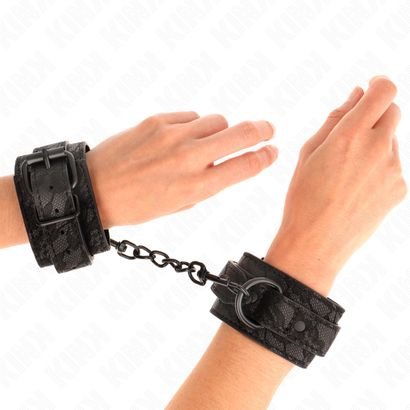 KINK - ESPOSAS DE MUÑECAS CON ENCAJE OSCURO AJUSTABLES NEGRAS 19-26 CM