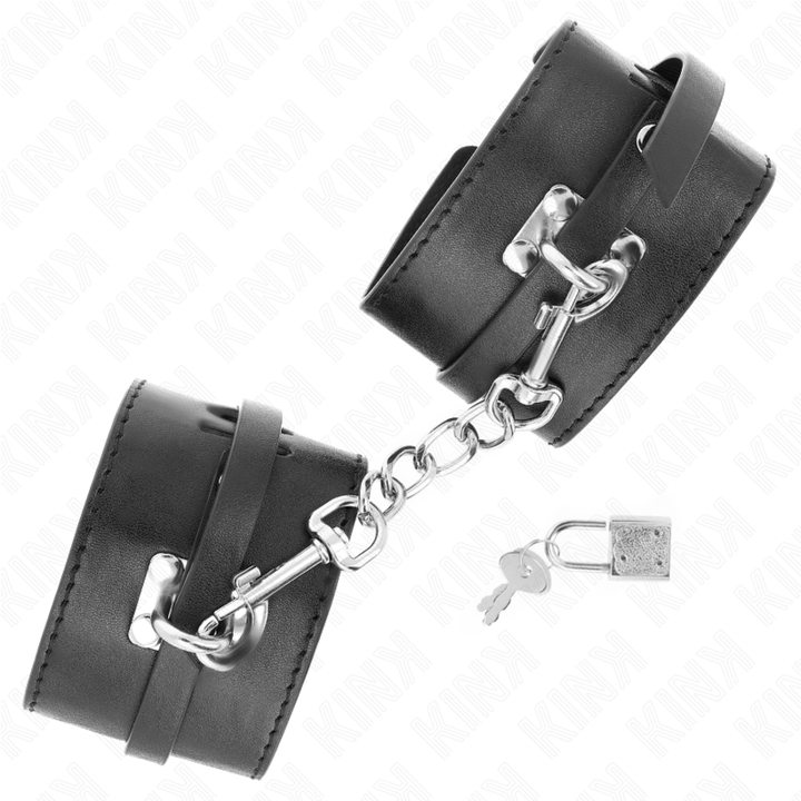 KINK - SUJECIONES DE MUÑECA DE LUJO CON BLOQUEO NEGRAS AJUSTABLES 14,5-21 CM X 6 CM