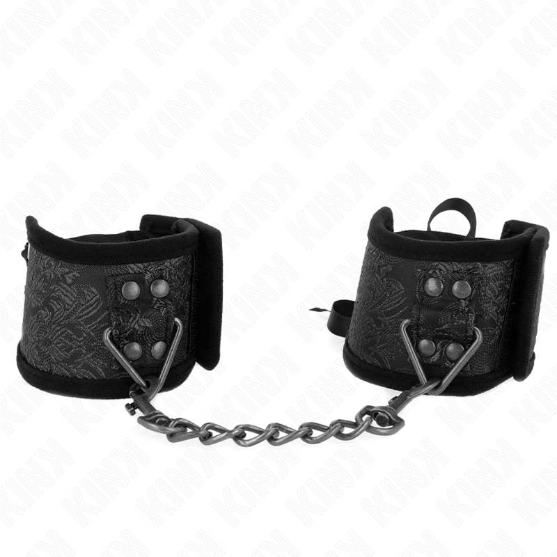 KINK - SUJECIONES DE MUÑECA SCANDAL CON DETALLES DE ENCAJE NEGRO 24,5 CM X 6,5 CM