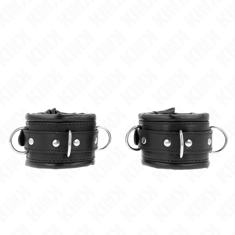KINK - SUJECIONES DE MUÑECA PESADAS CON FORRO DE PIEL NEGRA AJUSTABLE 20-30 CM X 6 CM