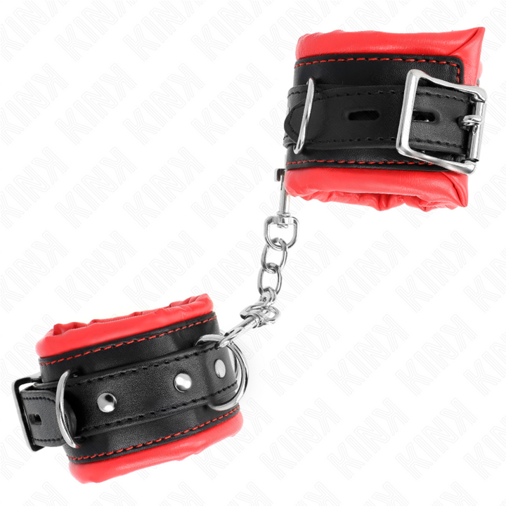 KINK - SUJECIONES DE MUÑECA PESADAS CON FORRO DE PIEL ROJA AJUSTABLE 20-30 CM X 6 CM