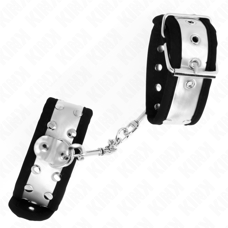 KINK - SUJECIONES DE MUÑECA FINAS NEGRAS/PLATA 30 X 4 CM