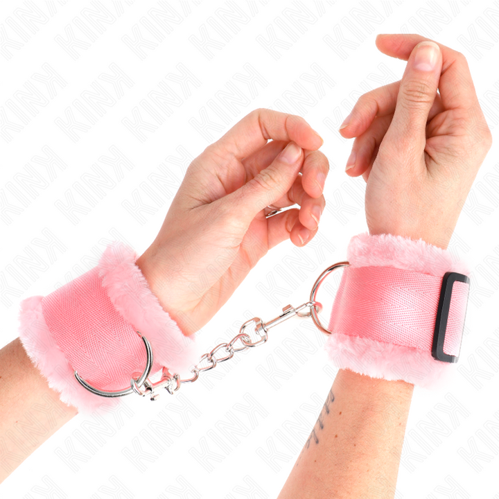 KINK - SUJECIONES DE MUÑECA CON FORRO DE PELO ROSA AJUSTABLE 17-31 CM X 7 CM