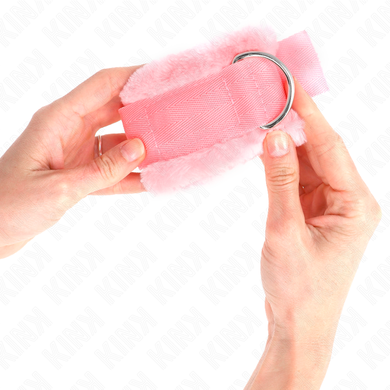 KINK - SUJECIONES DE MUÑECA CON FORRO DE PELO ROSA AJUSTABLE 17-31 CM X 7 CM