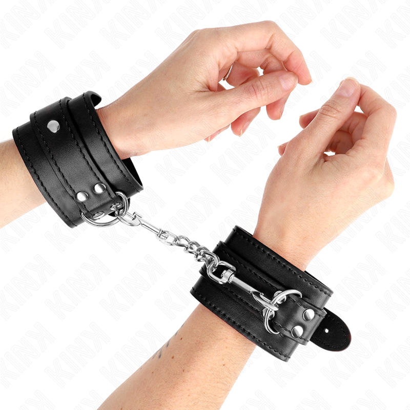 KINK - RESTRICCIONES DE MUÑECA SIMPLES NEGRAS AJUSTABLES 20-23 CM X 5.5 CM