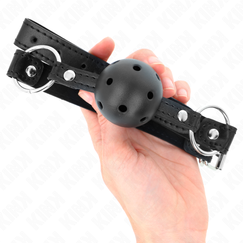KINK - MORDAZA DE BOLA HUECO DURA NEGRA DE 4,5 CM MODELO 1 63,5 X 2 CM