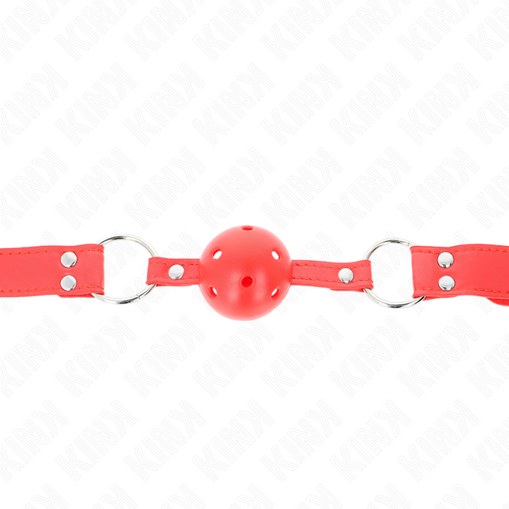 KINK - MORDAZA COMPLETA DE BOLA HUECO ROJO DURO 62 x 2 CM
