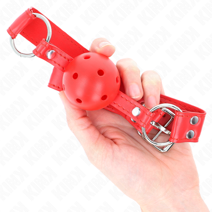 KINK - MORDAZA COMPLETA DE BOLA HUECO ROJO DURO 62 x 2 CM