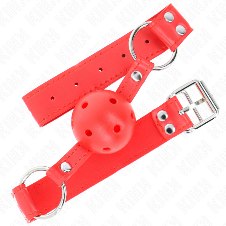 KINK - MORDAZA COMPLETA DE BOLA HUECO ROJO DURO 62 x 2 CM