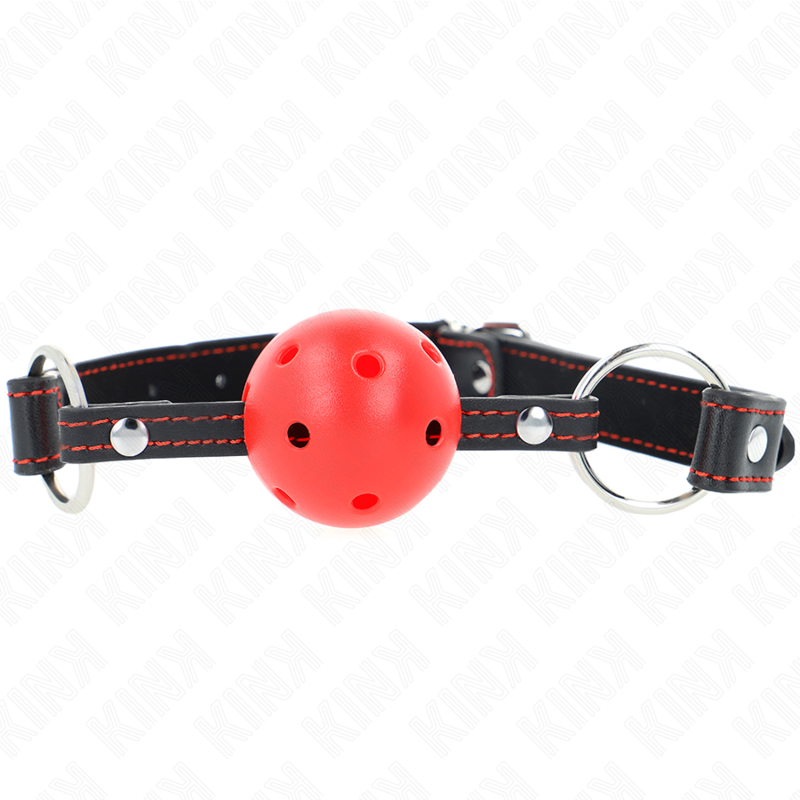 KINK - MORDAZA DE BOLA HUECO RIGIDA ROJA MODELO 2 65 x 2,5 CM
