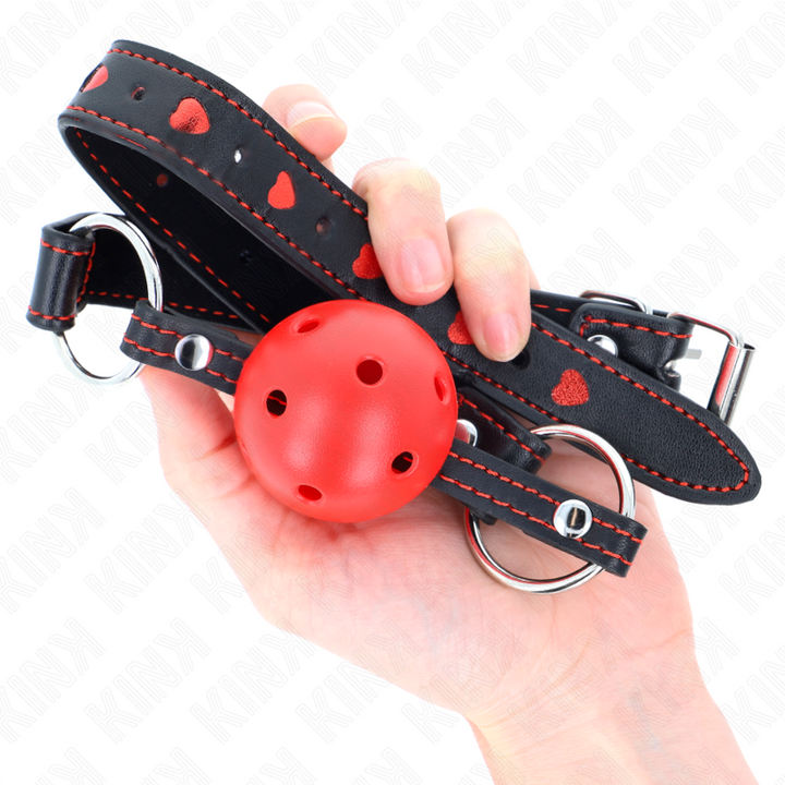 KINK - MORDAZA DE BOLA HUECO RIGIDA ROJA MODELO 2 65 x 2,5 CM