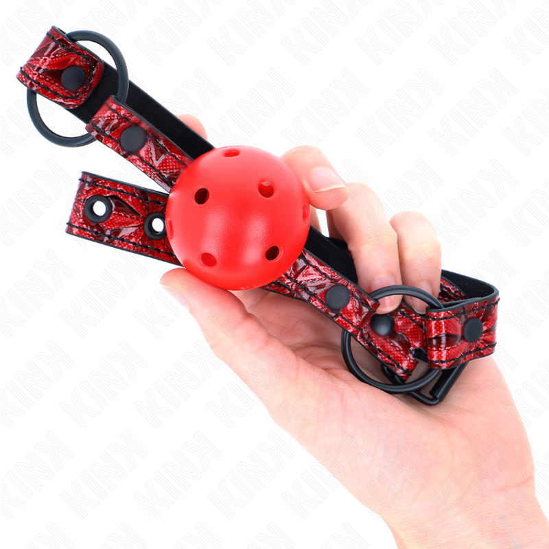 KINK - BOLA CON PATRÓN DE DIAMANTE 4,5 CM MORDAZA MODELO 1 64,5 CM AJUSTABLE 42-60 CM