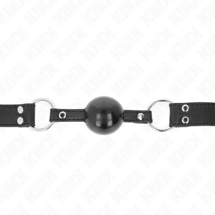 KINK - MORDAZA DE BOLA SUAVE Y SÓLIDA DE 4 CM CON CORREA DE CUERO SINTÉTICO 62 x 2,5 CM AJUSTABLE 42-58 CM