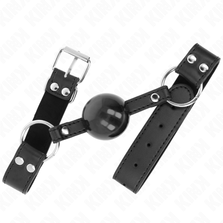 KINK - MORDAZA DE BOLA SUAVE Y SÓLIDA DE 4 CM CON CORREA DE CUERO SINTÉTICO 62 x 2,5 CM AJUSTABLE 42-58 CM