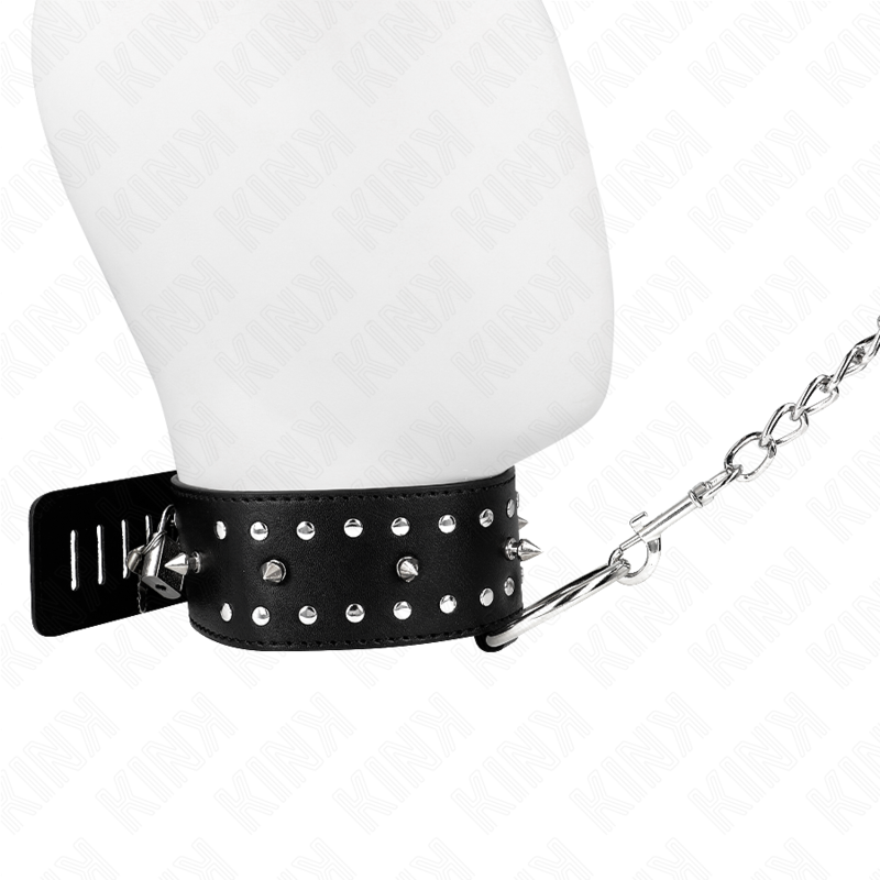 KINK - COLLAR CON CORREA 65 CM CON TACHUELAS DE PLATA MODELO 1 AJUSTABLE 36-43 CM X 5 CM