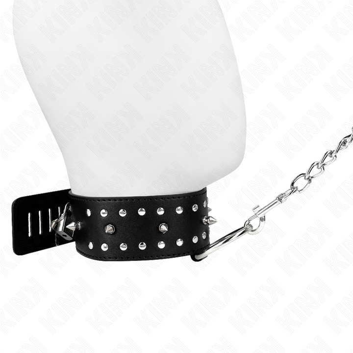 KINK - COLLAR CON CORREA 65 CM CON TACHUELAS DE PLATA MODELO 1 AJUSTABLE 36-43 CM X 5 CM