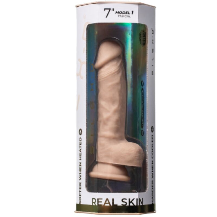 SILEXD - MODELO 1 PENE REALISTA PIEL REAL TERMOREACTIVO 17,8 CM CARNE