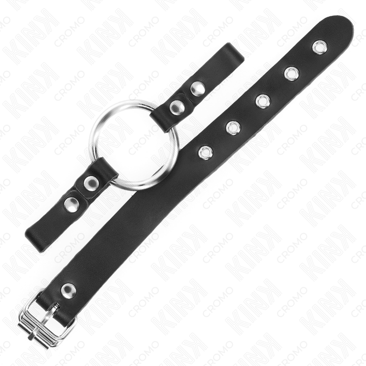 KINK - ANILLO DE CUERO PARA EL PENE CON CIERRE DE HEBILLA 22 X 2 CM CON ANILLA DE METAL 4 CM