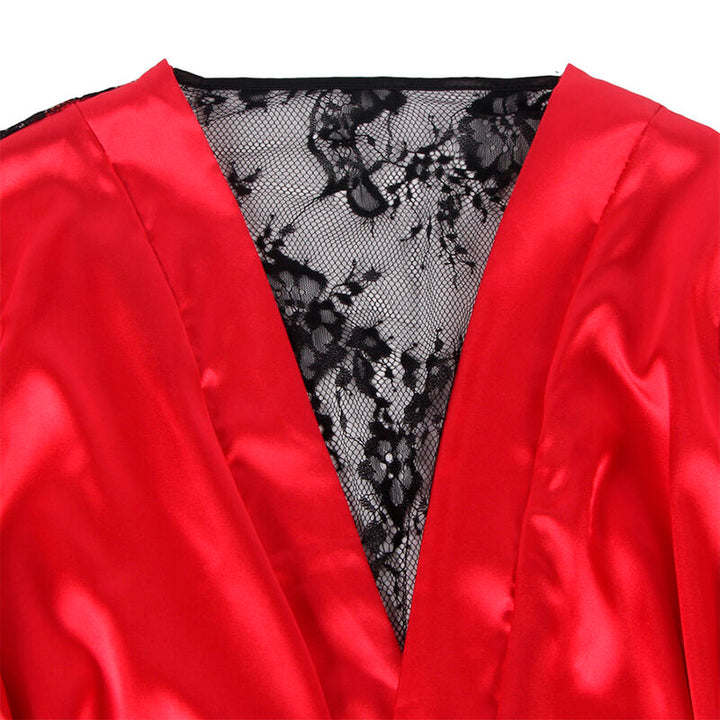 SUBBLIME - 954024 CAMISETA CON ESPALDA TRANSPARENTE DE ENCAJE + TANGA ROJO/NEGRO L/XL