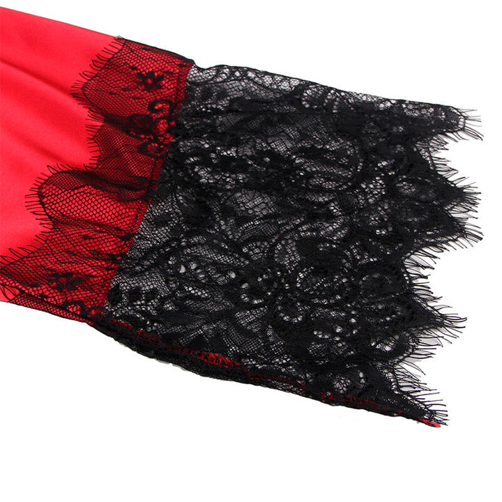 SUBBLIME - 954024 CAMISETA CON ESPALDA TRANSPARENTE DE ENCAJE + TANGA ROJO/NEGRO L/XL
